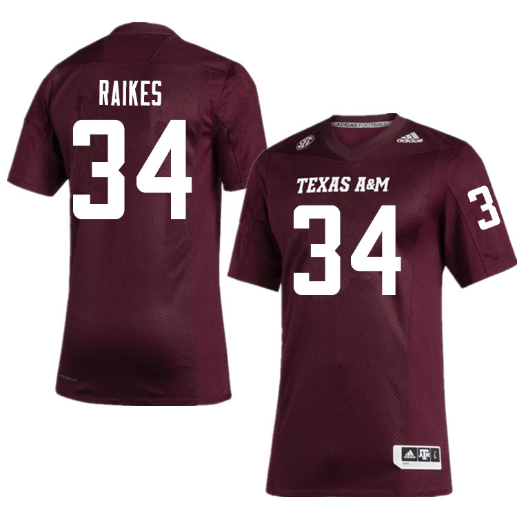 Men #34 Isaiah Raikes Texas A&M Aggies College Football Jerseys Sale-Maroon